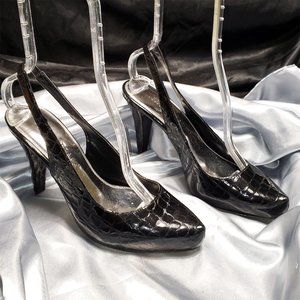 WHITE HOUSE BLACK MARKET black snake sling pumps